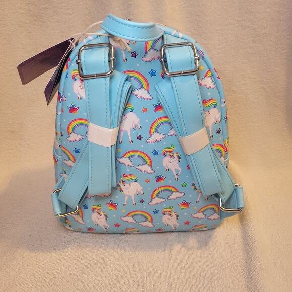 Lisa Frank Markie Unicorn Rainbow Allover Print Blue Mini Loungefly Backpack NWT main image 6